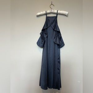 Express Satin Navy Blue off-the-shoulder Dress